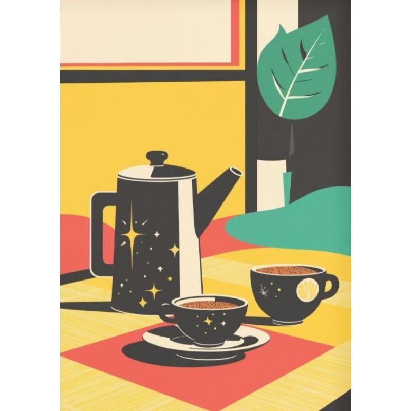 Retro Japanisches Essen Reis Kaffee Frühstück Matcha Sushi Minimalistisches Malerei Poster Leinwandmalerei Wandbilder Heimküchendekor