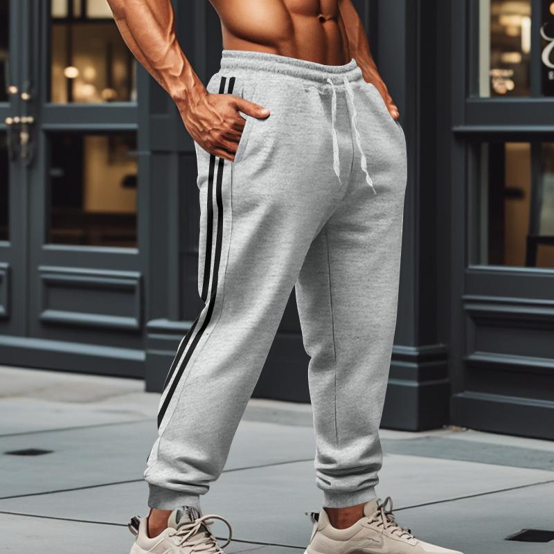 Men's Casual Pants 2 Stripes Sweatpants Casual Versatile Loose Drawstring Pants