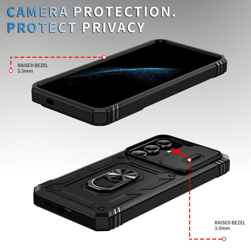 For Samsung Galaxy S25 Case TPU+PC Slide Camshield Kickstand Phone Cover