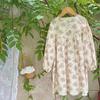 Girls Floral Print Long Sleeve Dress Spring Loose Casual Mori Cotton Dress For Kids