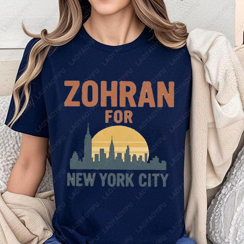 Zohran pour New York City T-shirt Mode Vintage Skyline de NYC T-shirts Confort Coton Manches Courtes T-shirt Inspiré de Zohran Mamdani Cadeau
