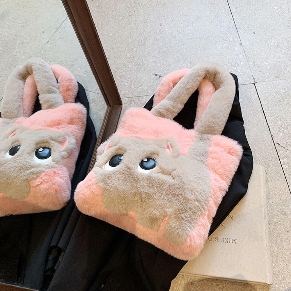 Kätzchen Plüschtasche Handtasche Pelzige Tragetasche Leichte Cartoon-Katze Umhängetasche Mädchen