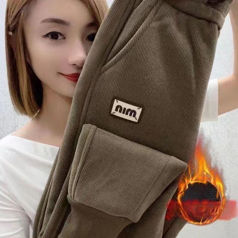 Lamb Plush Pants Women's Winter High-waisted All-match Thickened Sweatpants To Keep Warm and Thin, All-match Casual