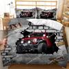 Race Car Duvet Cover Set King Queen Twin Size Red Flame Comforter Cover 3D Sport Car Theme for Boys Girl Polyester Bedding Set