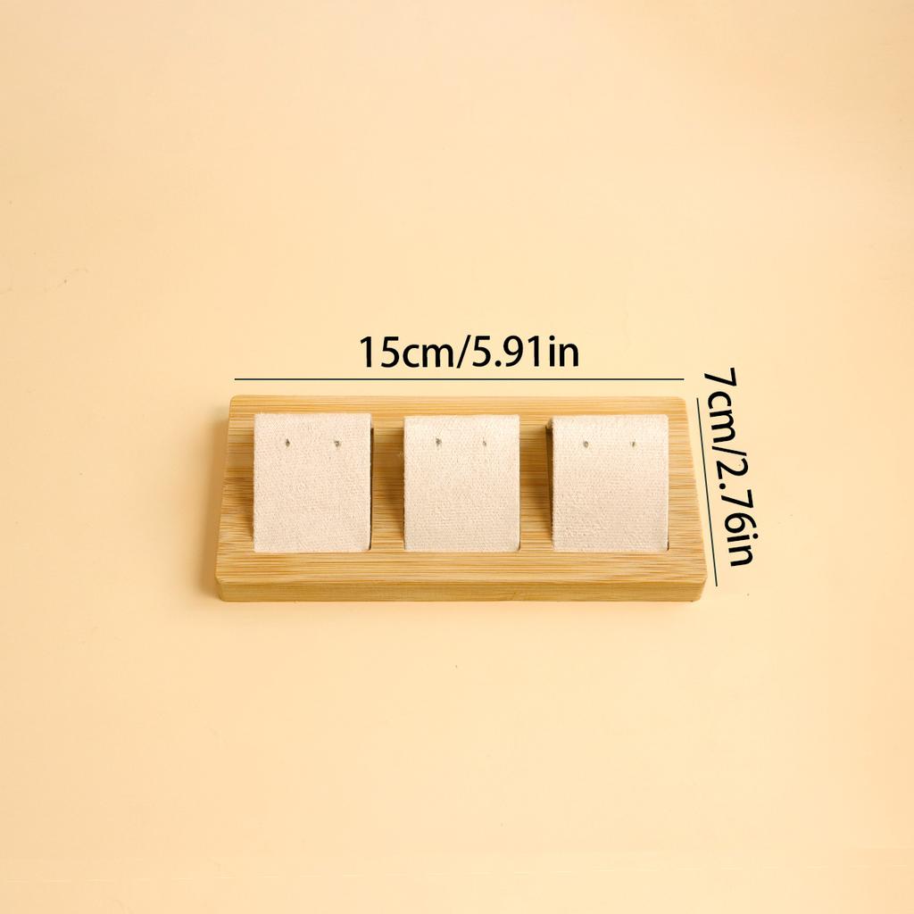 Bamboo Wood Earrings Display Stand DIY Velvet PU Leather Jewelry Storage Tray for Window Counter Props Show