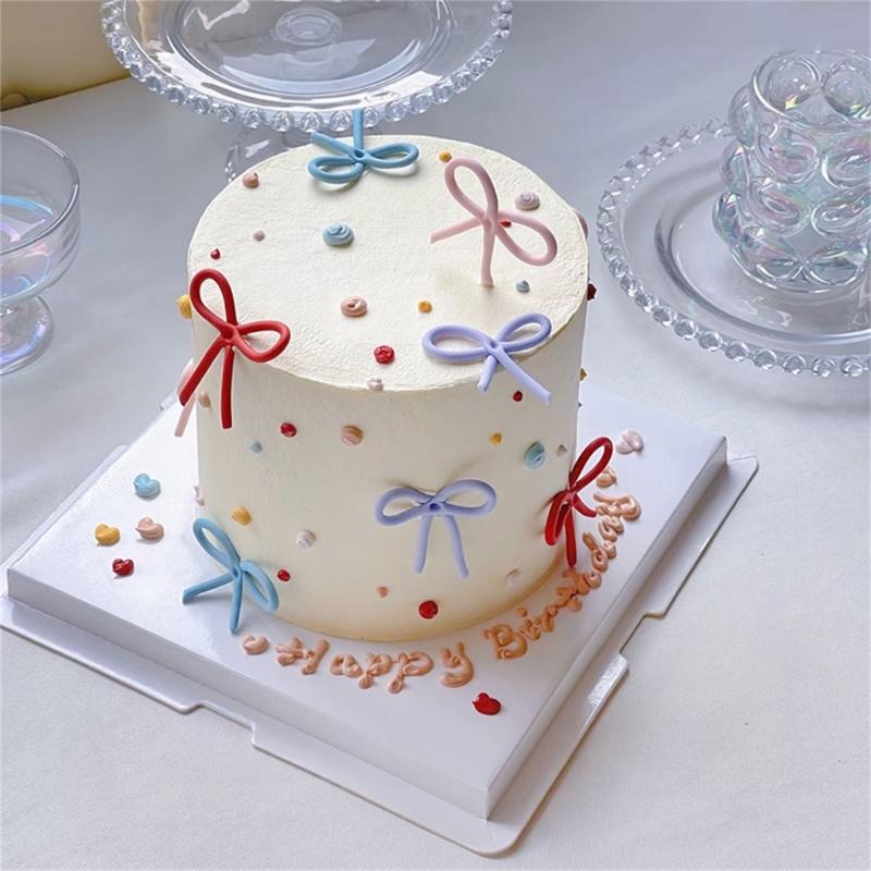 5Pieces Colorful Bowknot Cake Decorations Elegant Bowknot Cake Toppers Accessory For Weddings Birthdays And Parties