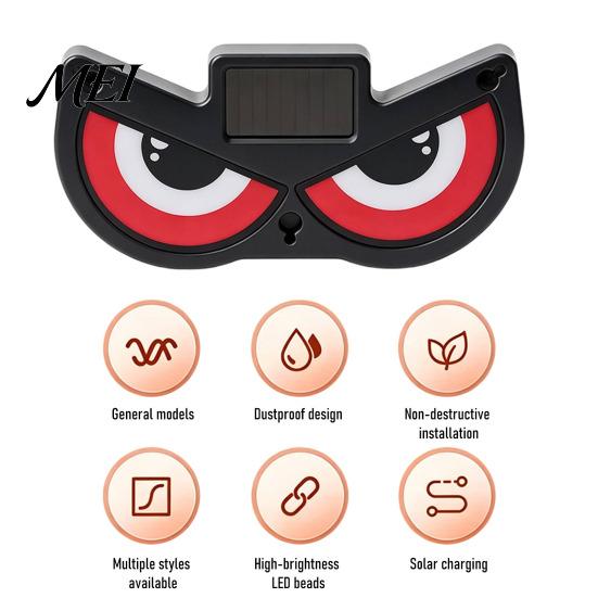 Solar Powered Atmosphere Lamp Demon Eye Car Window Light, Dynamic LED Night Light with Smart Led Devil Lighting Sensor Modes, Suction Cup, Wireless