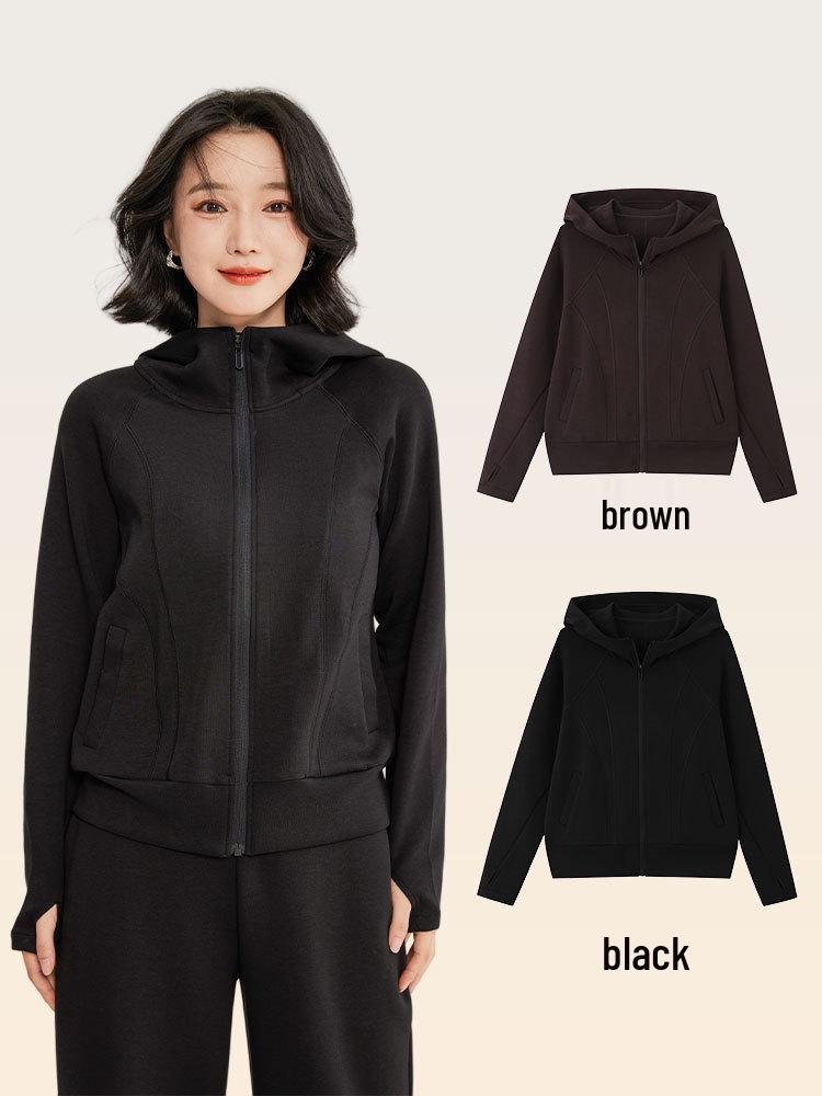 Giacca con Cappuccio in Tessuto Air Layer da Donna - Cardigan a Maglia Larga Autunnale Felpa