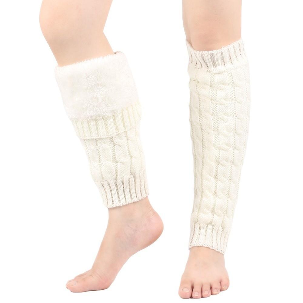 Thickened Winter Leg Warmers Foot Cover Knitted Leg Coverings Fleece Leg Warmers  Streetwear