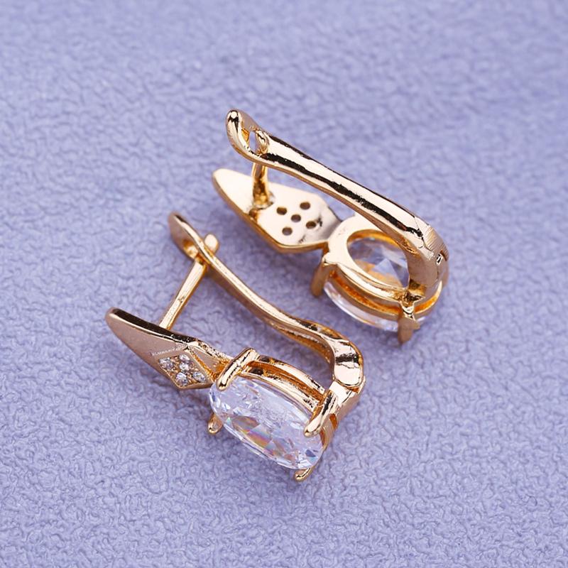 LSOOYH Clip Ohrringe Rose Gold Farbe Mode Ohrring Für Frauen Runde Zirkonia Ohrstecker Schmuck