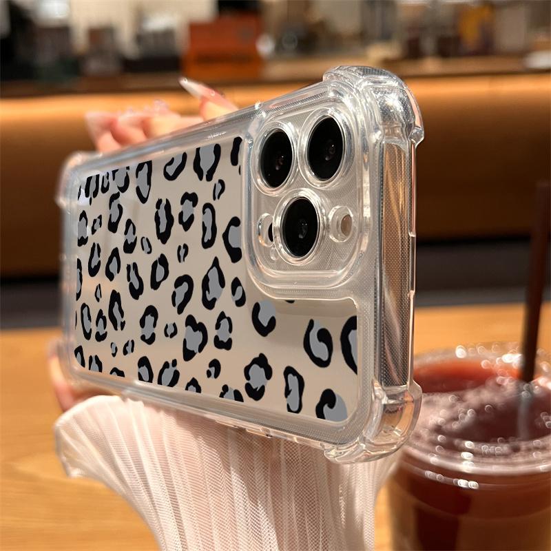 Leopard Print Transparent Phone Case For iPhone 16 15 14 13 12 11 Pro Max 7 8 16 Plus X XR XS Max Silicone Clear Tpu Soft Cover