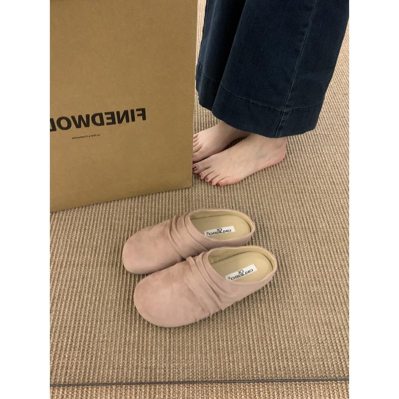 

Одна сумка-лепесток, голова и полутапочки женские, весенняя новая обувь, ретро, круглый носок, универсальная толстая подошва, мягкая кожа 39 розовый