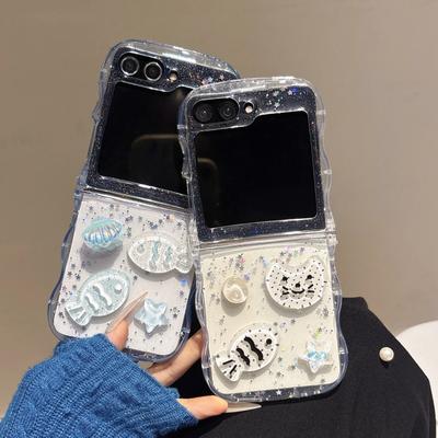 Trójwymiarowe Składane Etui na Telefon Komórkowy Odpowiednie dla Samsunga Z Flip6 Etui Z Flip5 Przezroczyste Etui Ochronne Flip4 Powłoka
