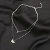 Punk Girl Necklace Temperament Wild Net Red Niche Butterfly Crystal Double Necklace Women's Naszyjnik