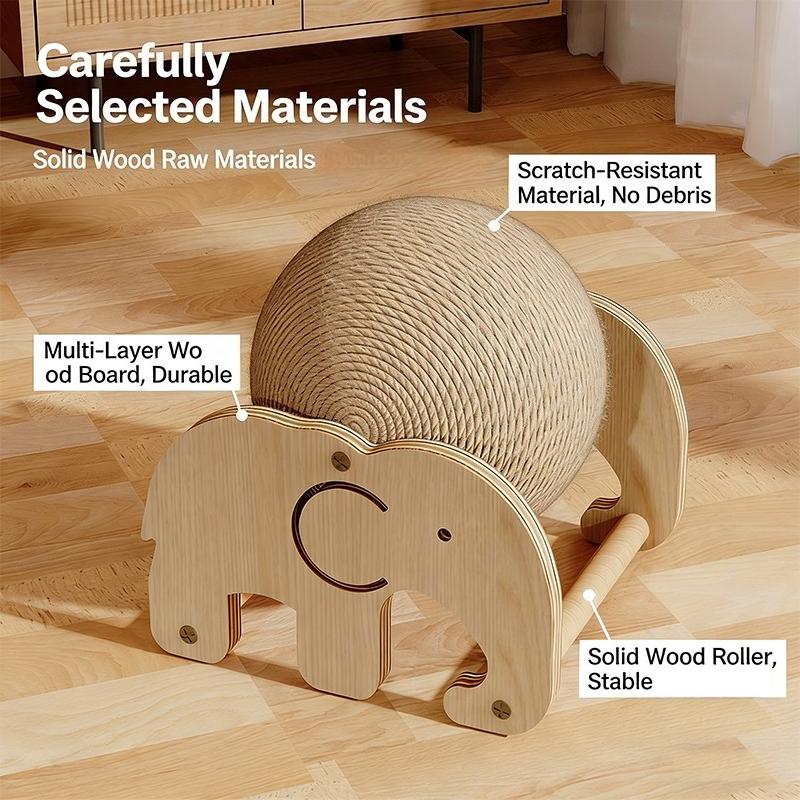 Cat Scratching Board Solid Wood Stable Scratch-resistant Hemp Rope Suspended Ball Cat Claw Sharpening Silent Entertainment Toy