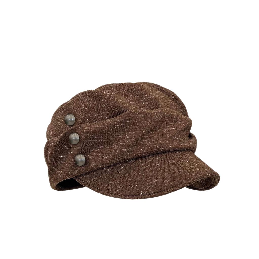Retro pleated octagonal hat women's autumn and winter newsboy hat literary equestrian hat versatile face hat
