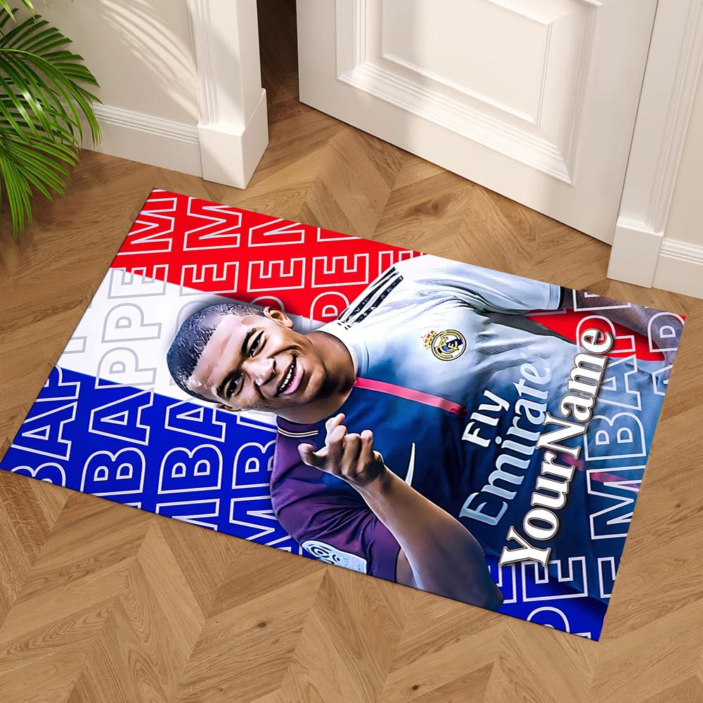 Mbappe Customize Your Name Area Rug Suitable for Study room Playrooms Foyer Balcony Anti-slip Rug Anime Office Decor Perfect Gift for Friends & Family