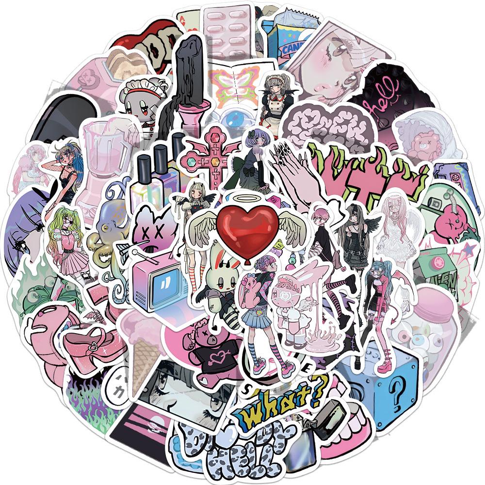 

60 Мультяшных Стикеров Дудлов Девочки в Стиле Доми Декоративные Чемодан Ручка Гитара Блокнот Водонепроницаемые Взрывные