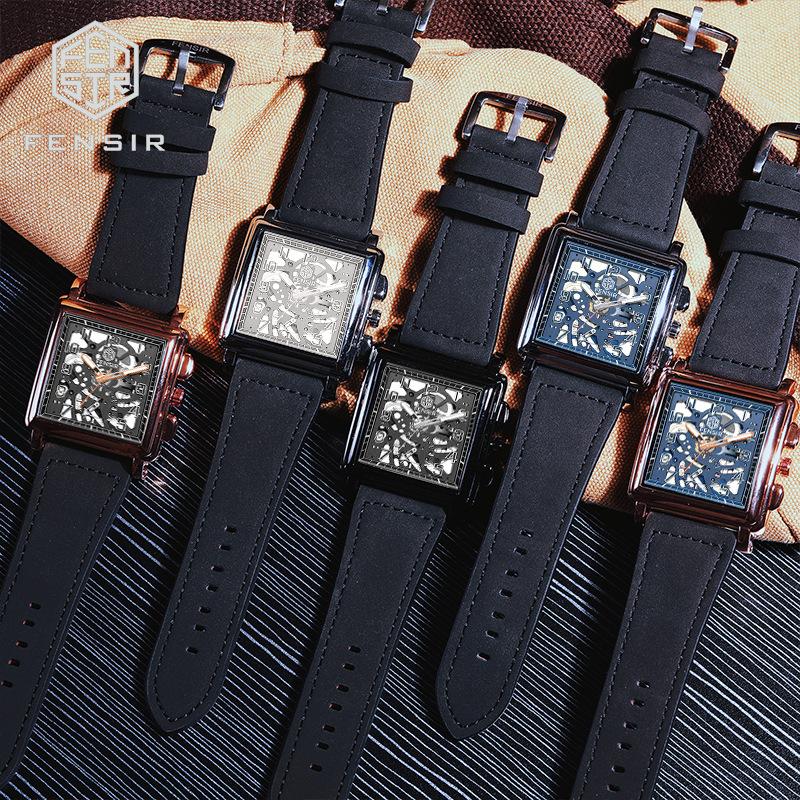 Cross-border Fenshi Men's square Dial Quartz Watch, Fashionable Mechanical Dial Business Fenshi Quartz Men's Watch Export