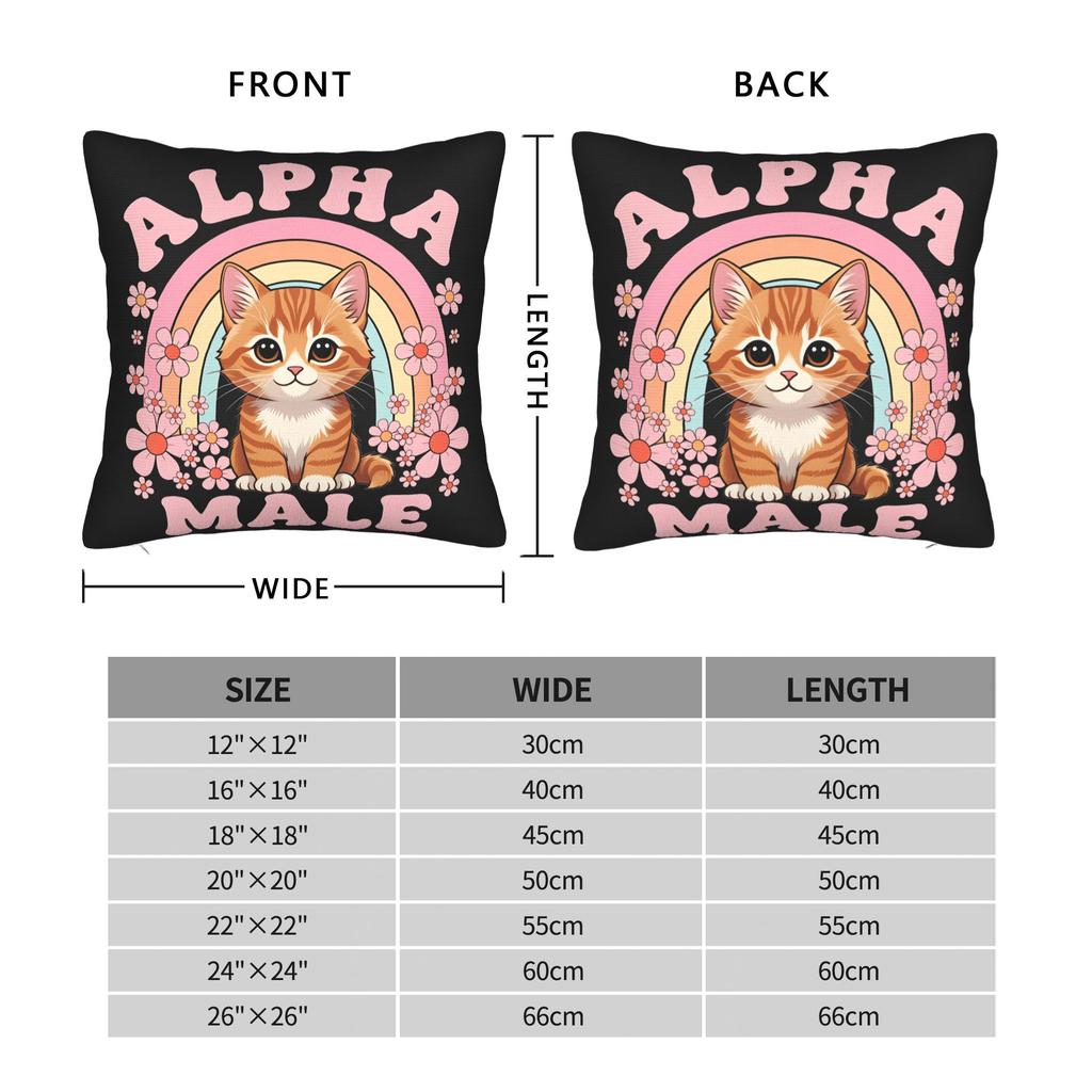 Alpha Male Cat Kitten Rainbow Floral Pillow Case Comfy Pillow Cover Vintage Pillowcases For Couch Sofa Bedroom