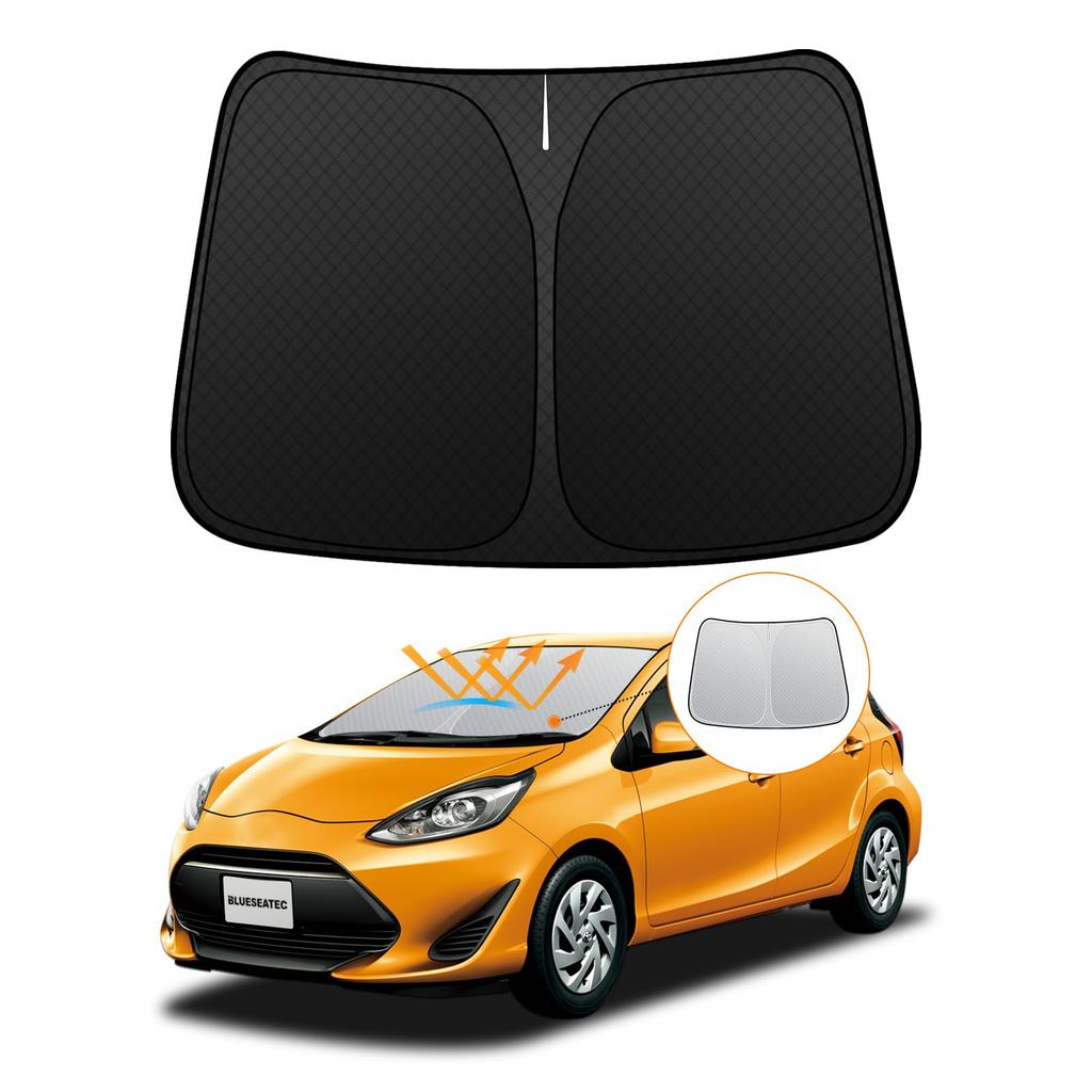 Toyota Aqua Windshield Sunshade UV No Suction Cups Light Blocking and Summer UV Easy Installation and Includes Storage Bag [Enhanced Edition] (10
