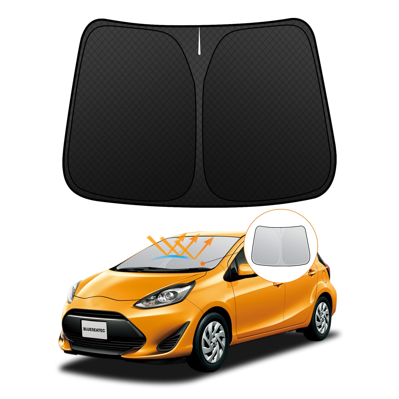 

Toyota Aqua Windshield Sunshade UV No Suction Cups Light Blocking and Summer UV Easy Installation and Includes Storage Bag [Enhanced Edition] (10 чёрный