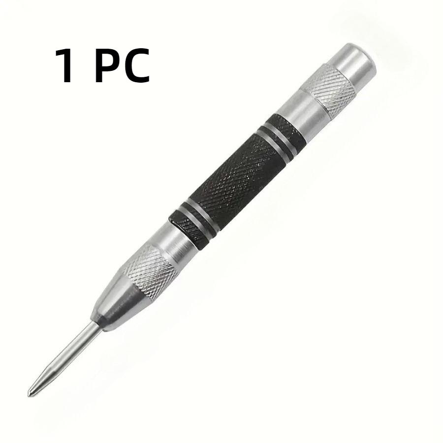 

1 Silver Automatic Center Punch, Anti Slip Grip for Improved Operational Stability, Suitable for Metal, Wood, and Plastic