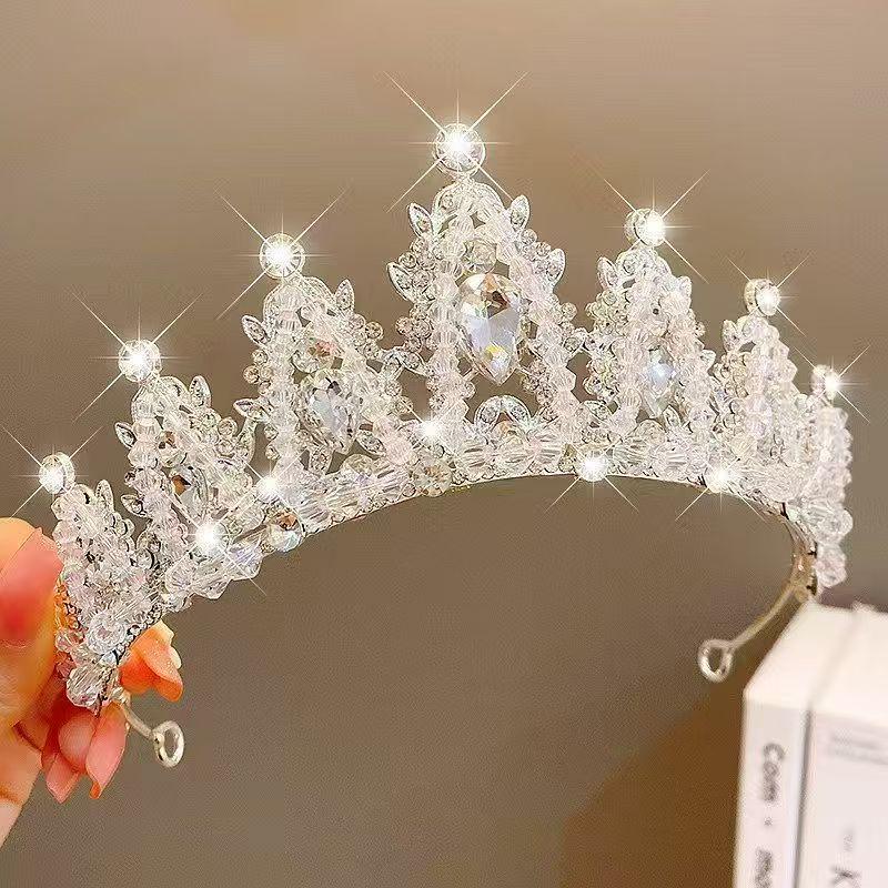 Sparkling Crystal Princess Crown: Beaded Headdress for Kids' Birthday, Party, or Wedding