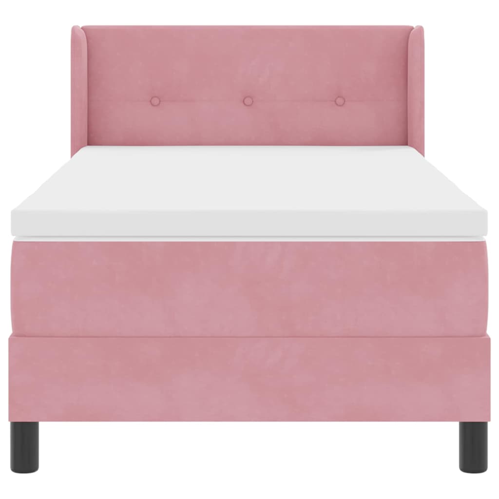 Box Spring Bed with Headboard Pink 200 x 90 cm Velvet