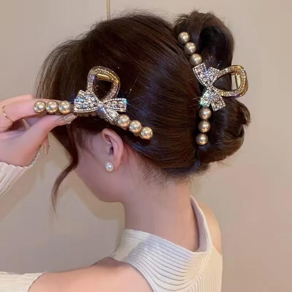 1pc Luxury Imitation Pearl Hair Claw Elegant Retro Hairclip Hair Coiling Tools Perfect Gift Women Daily Wear Hair Clip Accessory