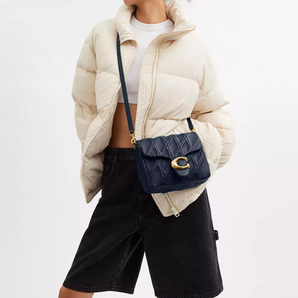 Coach Tabby 20 Metal Logo Snap Closure Napa Leather Crossbody Shoulder Bag Small Women bags Navy-Blue CW629-B4DNA
