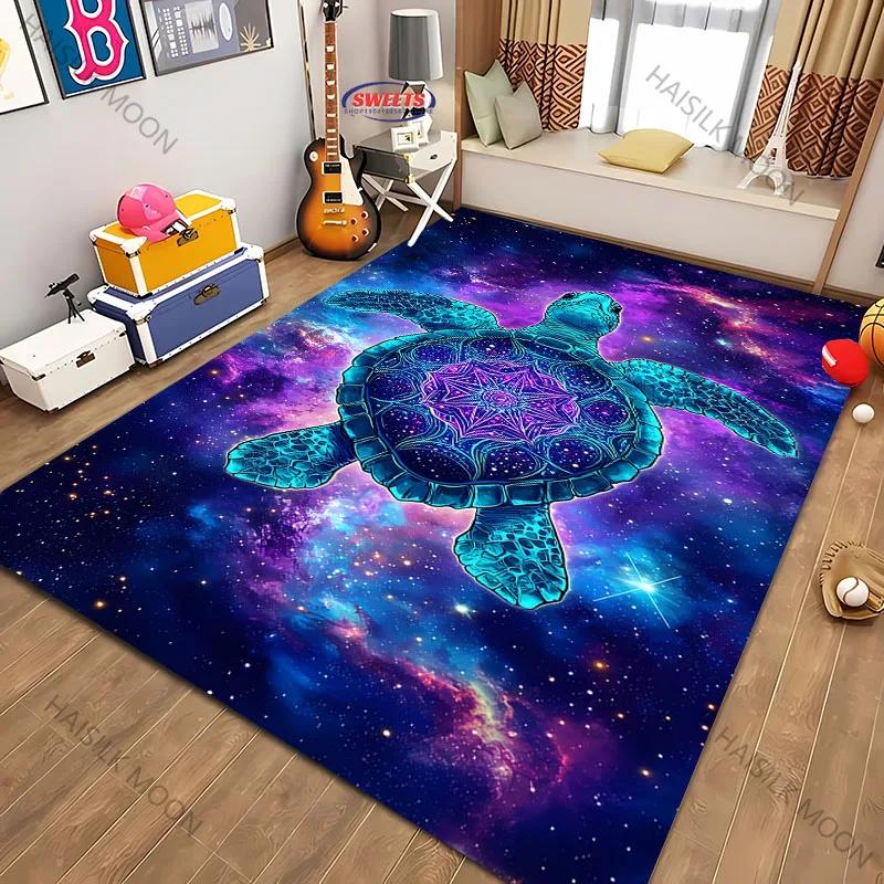 Magic Glowing Turtle Theme Printed Carpet Living Room Bedroom Sofa Office Large Area Decorative Mat Kids Play Rugs Large Size