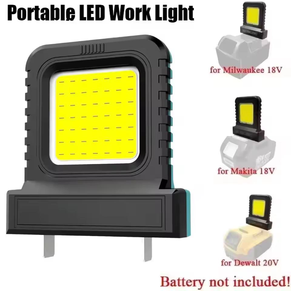 14W LED Work Light Power Tool Accessories Parts For Makita For DeWALT For Milwaukee Bosch 20V-21V Lithium Battery Case Work Lamp