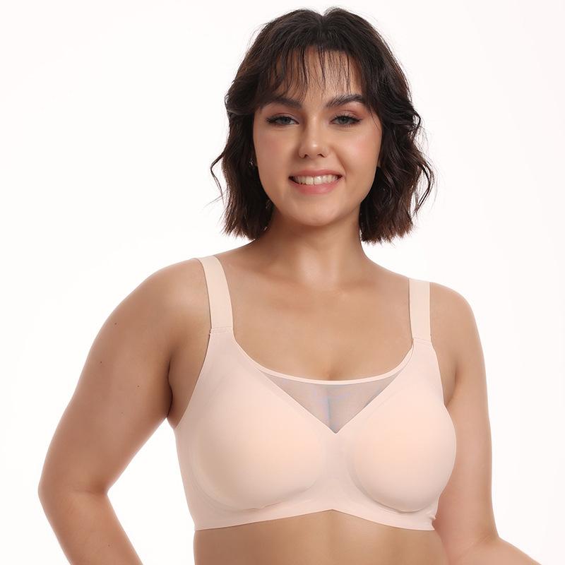 Hot-selling large-size seamless jelly rimless underwear anti-sagging breast bra