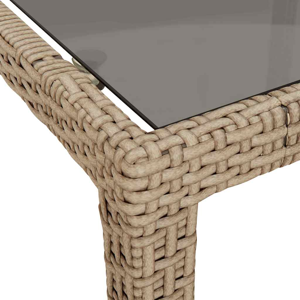 Vidaxl Garden Table, 150X90X75 Cm, Glass and PE Rattan, Beige