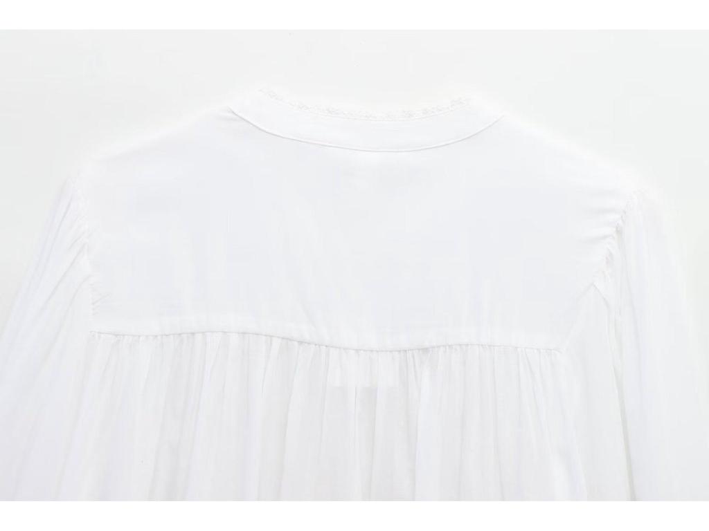 Spring 2025 Women's European and American Style Lace Pleated Shirt Top