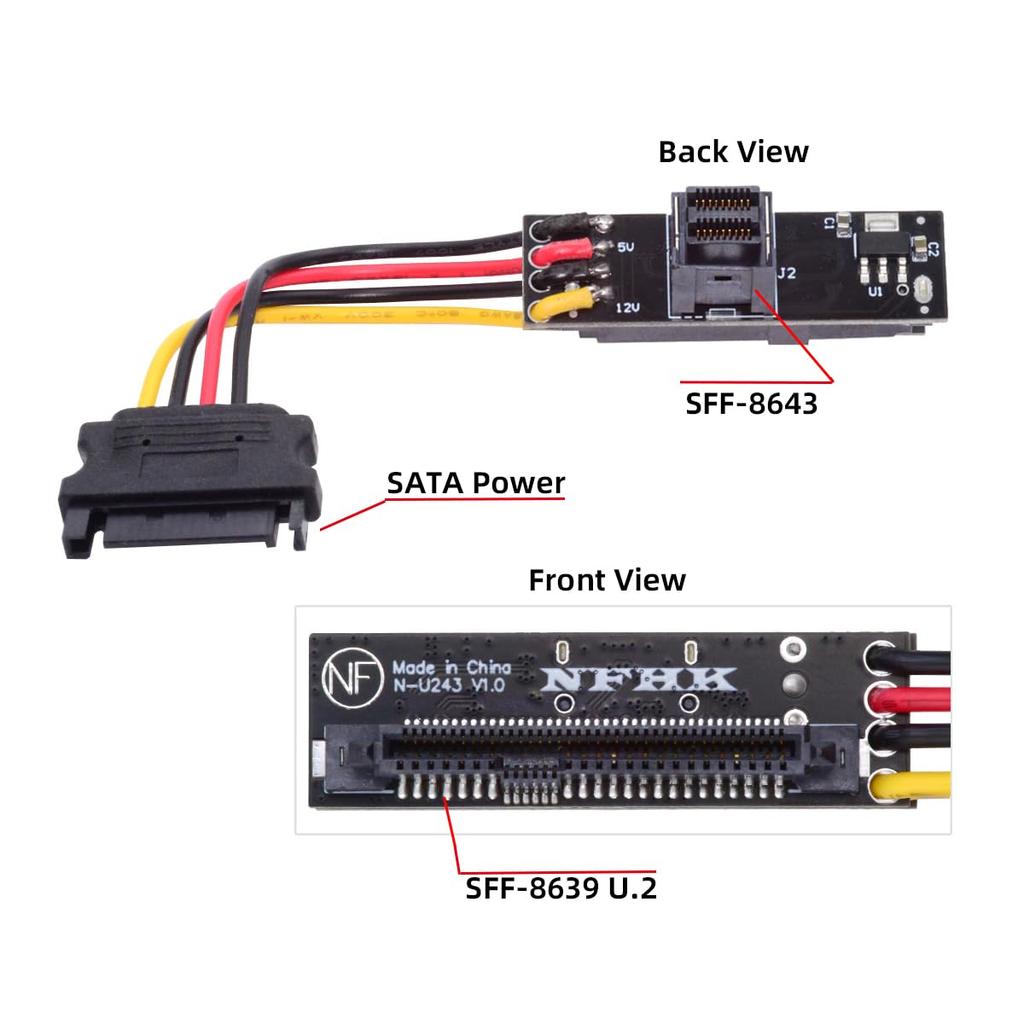 Cablecc Female to NVME PCIe SSD Adapter for Mainboard PCI-E 4.0 SFF-8643 U.2 SFF-8639 U.3 PCI-Express
