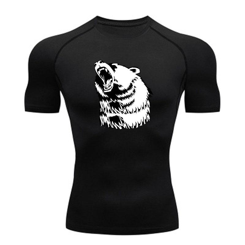 Men's Compression Athletic Workout T-Shirt, Roaring Bear Pri
