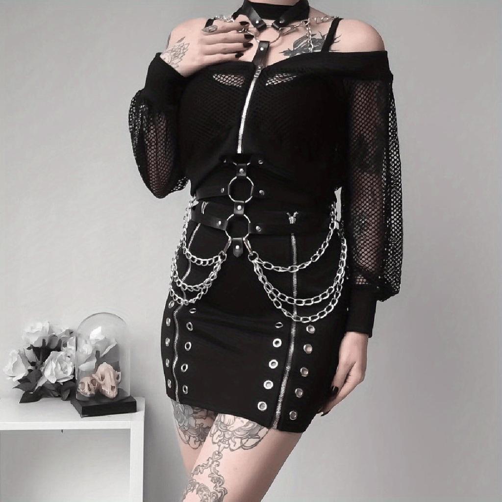 Women Body Harness Sexy Goth Fetish Clothing Bondage Chain Chest Harness Belt Lingerie Exotic Accessories