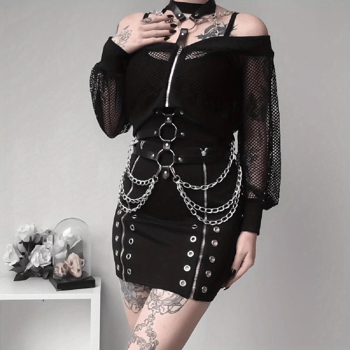 Damen Sexy Körper Brustkette Schmuck Taillengürtel Bauchketten Festival Mode Schmuck Für Damen Gothic Accessoires black