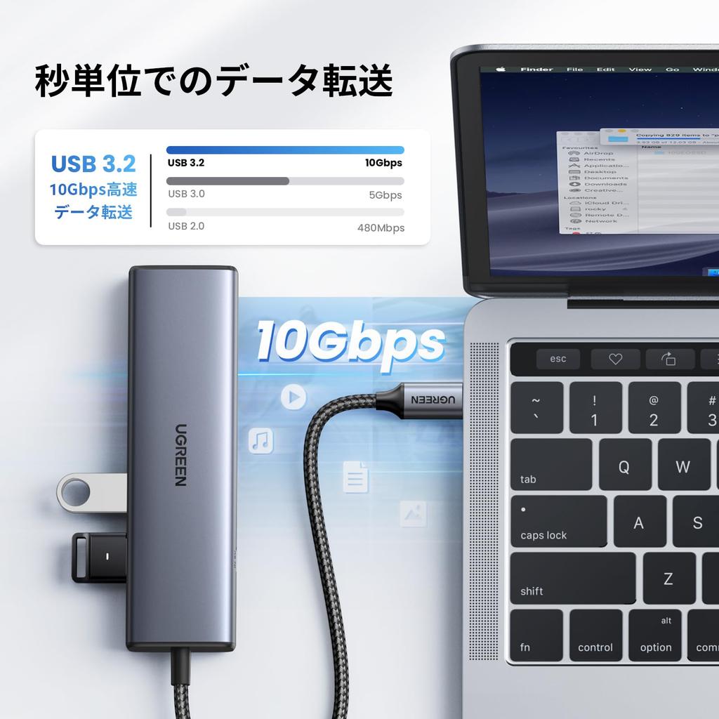 UGREEN USB C Wired LAN LAN Hub with LAN to RJ45 Gigabit Ethernet 10Gbps Super Fast 2 Type C 2 USB A Compatible with Mac and LAN Network Adapter