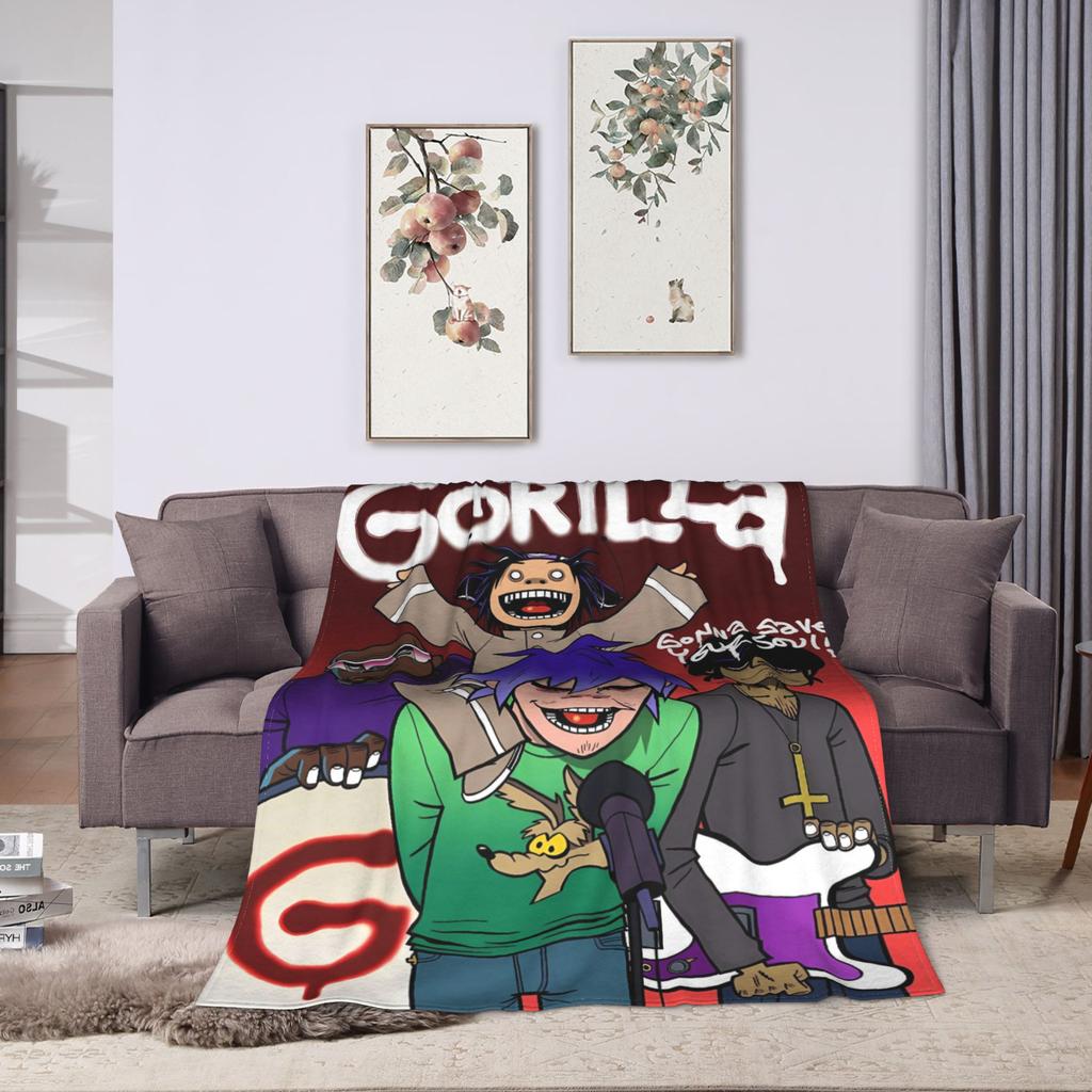 Gorillazs Flannel Blanket Winter Band Rock Warm Throw Blanket for Children Home Decor Graphic Bedspread Sofa Bed Cover