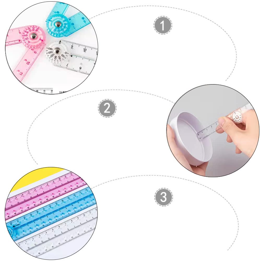 6 Pcs Folding Ruler Clear Ruler Soft Ruler for School Teacher Office Student Learning Supplies(Blue Red Transparent)