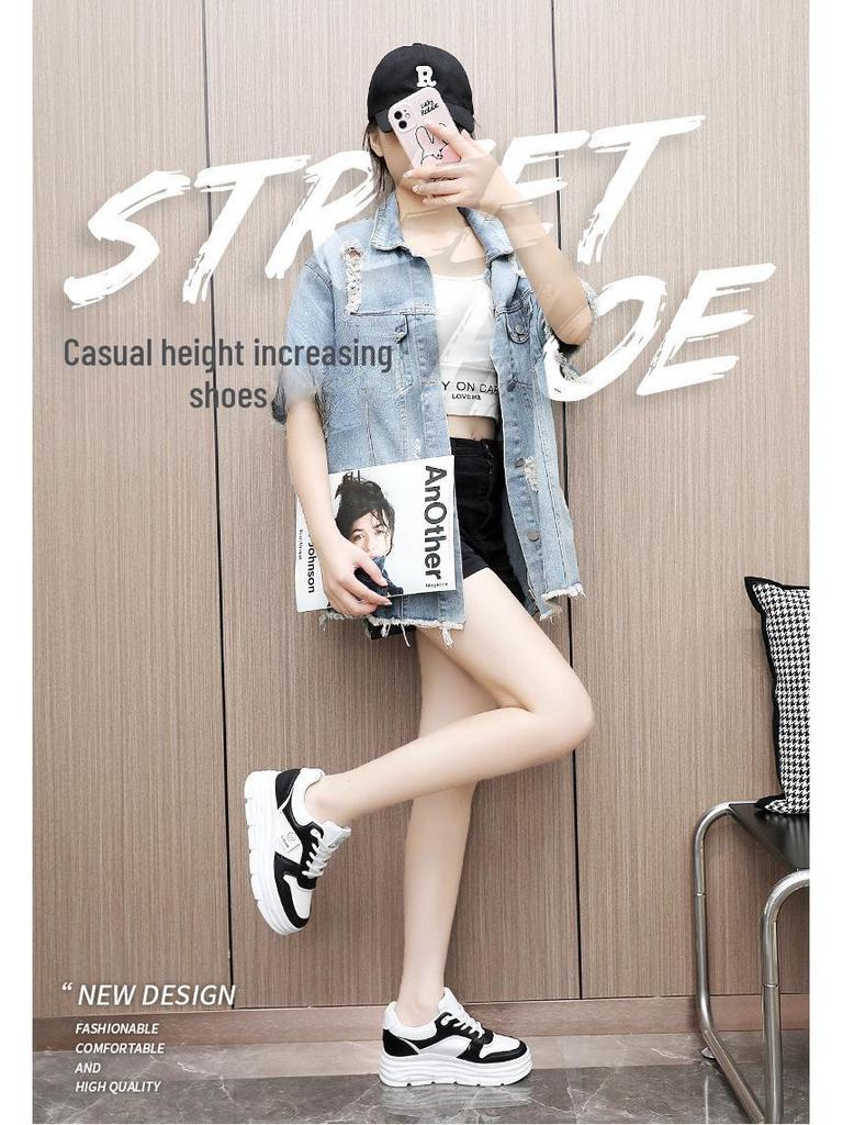 W3621 Height-Boosting Casual Sneakers - 2023 Autumn Fashion, Breathable, Thick-Soled, Korean Style, Versatile Student Shoes
