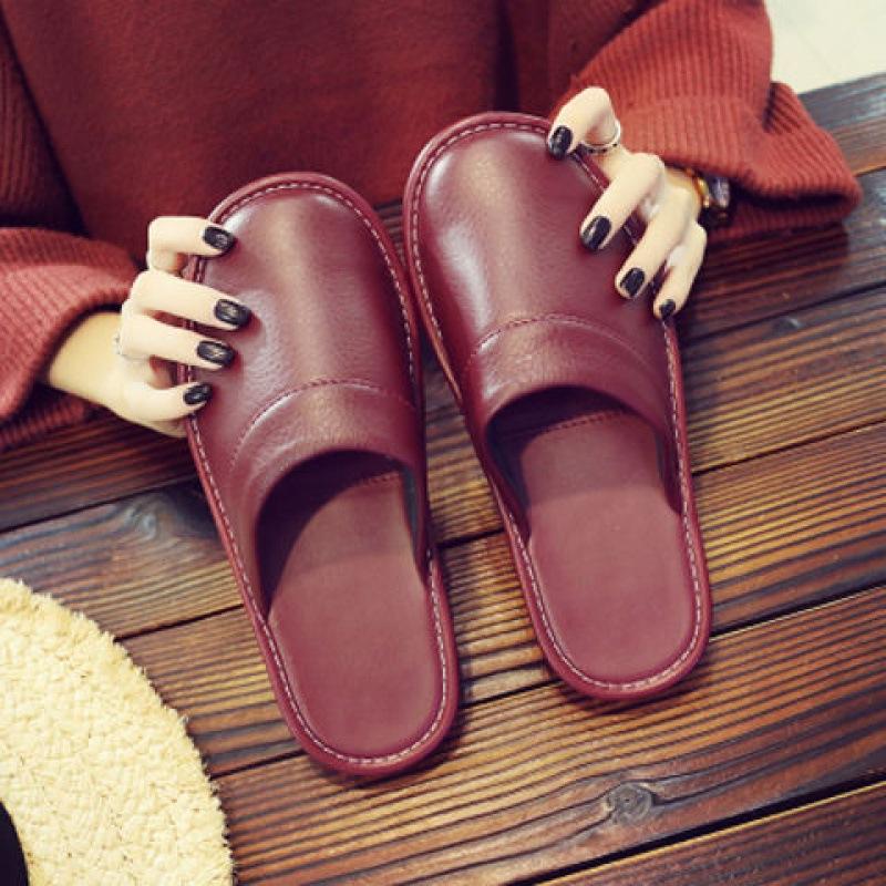 

Простые черные тапочки из искусственной кожи, мужские домашние тапочки, мюли, мужские домашние тапочки, бесшумные туфли для мужчин, мужские шлепанцы, однотонные CN 35-36 вино красного