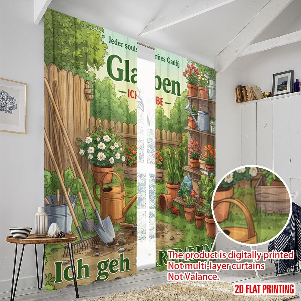 2 Stück 2D Flachdruck Vorhänge Believe Garten Hof Polyester Ohne Strom Saisonal Party- & Feiertagsdeko Perfekt für Neu