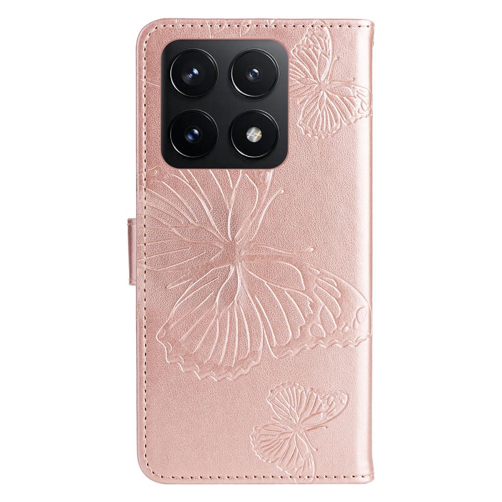 For Xiaomi 14T Wallet Case Floral Butterfly Imprinted Leather Phone Cover Stand