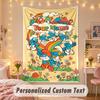 Custom Personalized Tapestry,Smurfs Print Custom Name Text Wall Art Hanging for Bedroom