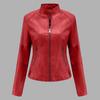 Women's Casual Fashion Slim Fit Thin Motorcycle Large Size Stand Collar Leather Jacket
