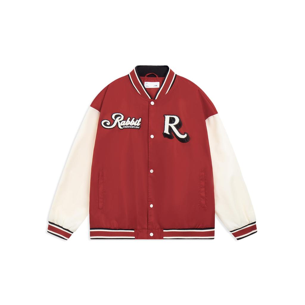 Li-Ning Rabbit Counterflow Graphic Baseball Jacket 'Red Beige' Men's AJDT491-3